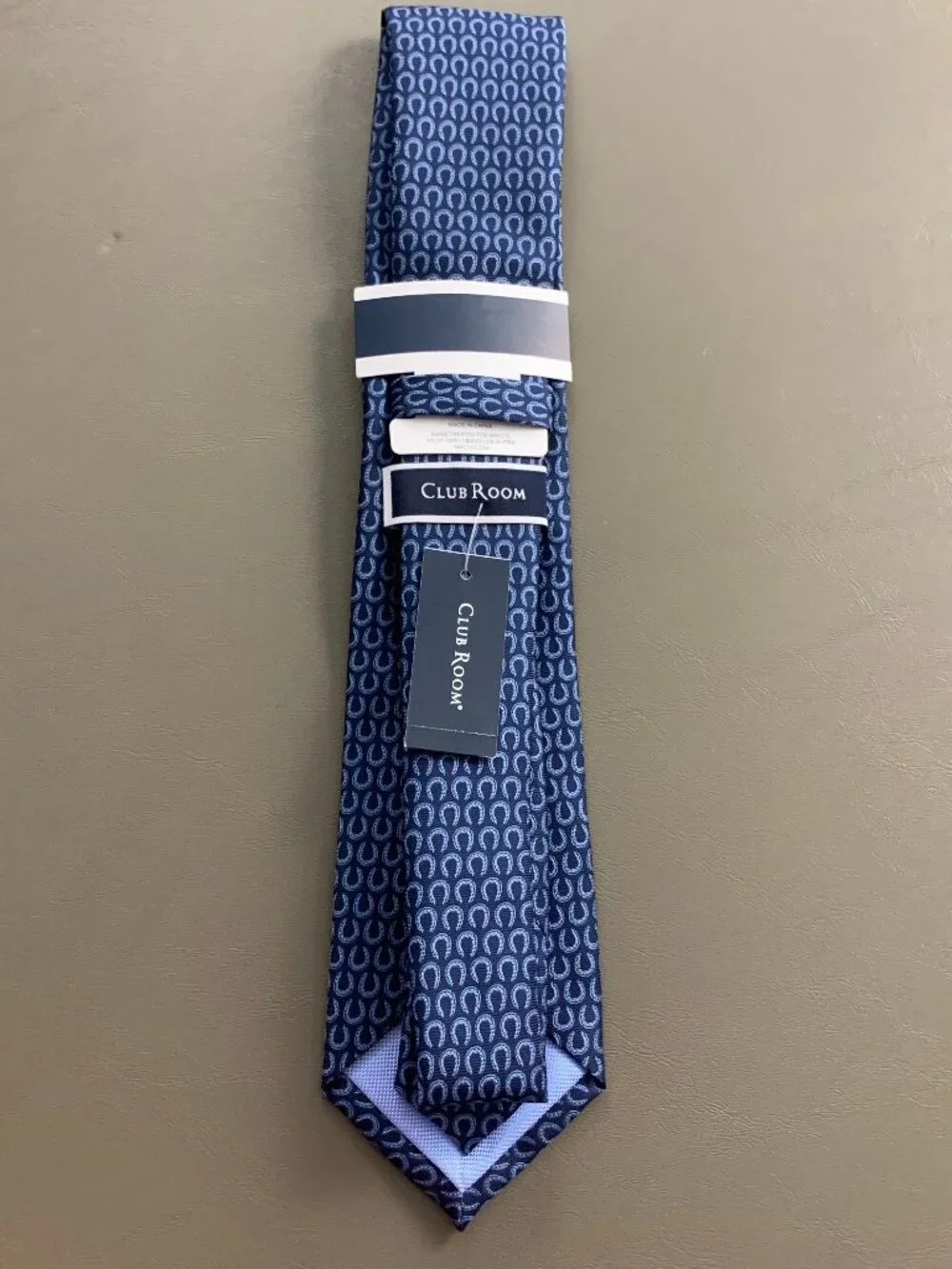 Club Room Men's 3'' 100% Polyester Neck Tie, Blue Horseshoe Pattern, One Size